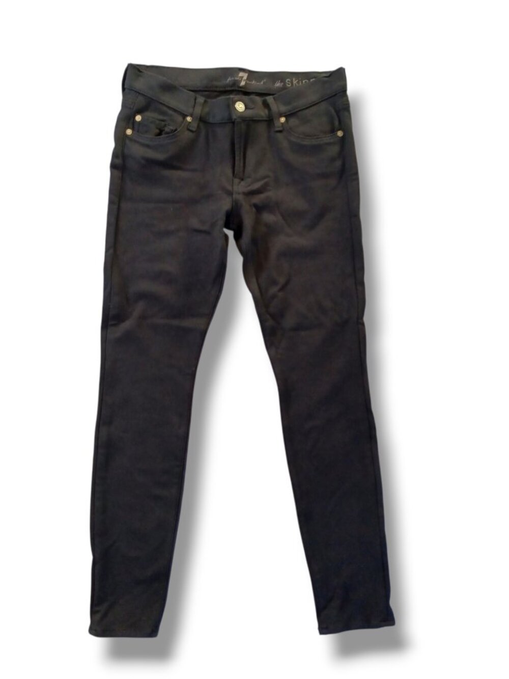 7 Seven For All Mankind Stretch Pants Jeans Black The Skinny Ankle Size 28